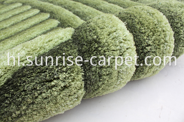 Microfiber Shaggy 3D Rug with Green Color